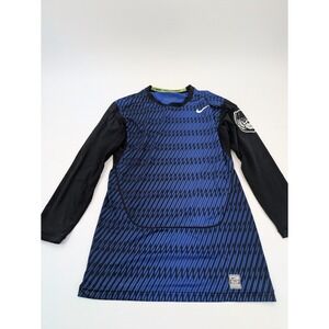 Nike‎ Pro Combat Sz XL Black Blue Skull On Sleeve Compression Shirt 657921-480